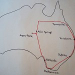 selbstgemalte Reiseroute von Australien ;-)